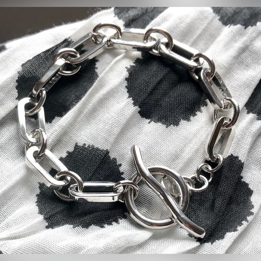 Fashion Silver Tone Paper Clip Bracelet